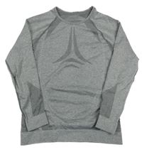 Šedé melírované thermo triko se vzorem a pruhy crivit