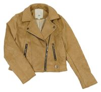 Hnědý semišový jarní crop křivák s límečkem RIVER ISLAND