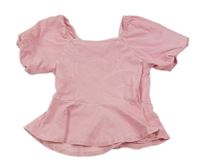 Světlerůžová tepláková riflová crop halenka H&M