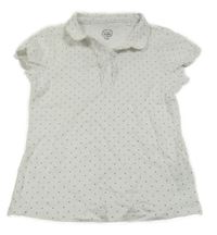 Bílé puntíkaté polo tričko s volánky coolclub