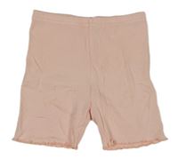 Světlerůžové žebrované legínové kraťasy