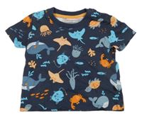 Tmavomodré tričko s mořskými živočichy Liegelind