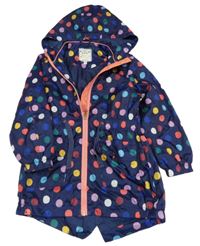 Tmavomodro-barevná puntíkatá šusťáková jarní parka s kapucí M&S