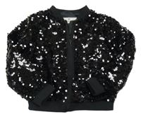 Černý tylový flitrový jarní crop bomber H&M
