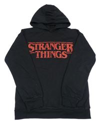 Černá mikina s nápisy - Stranger Things a kapucí PRImark