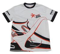 Bílo-černo-červeno-šedý fotbalový dres s nápisy 