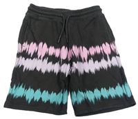 Antracitovo-růžovo-tyrkysové teplákové kraťasy H&M