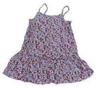 Bílo-černo-lila květované lehké šaty Primark