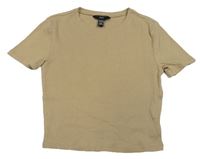 Pískové žebrované crop tričko New Look