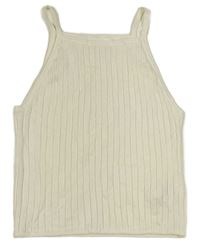 Smetanový žebrovaný pletený crop top H&M