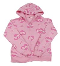 Růžová propínací mikina se srdíčky a kapucí - Barbie H&M