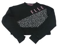 Černá crop mikina s puntíky a nápisem Elle