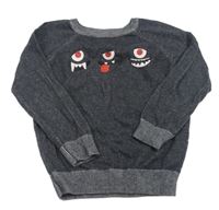 Tmavomodrý melírovaný svetr s příšerkami Kiki&Koko