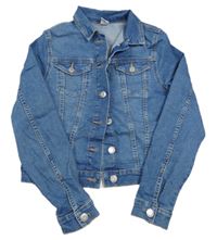 Modrá tepláková riflová crop bunda H&M