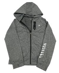 Tmavošedá melírovaná sportovní propínací mikina s kapucí Primark