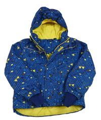 Modrá vzorovaná šusťáková lyžařská bunda s kapucí Lupilu