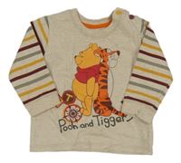 Béžové melírované mikinotriko s Pú a Tygrem George