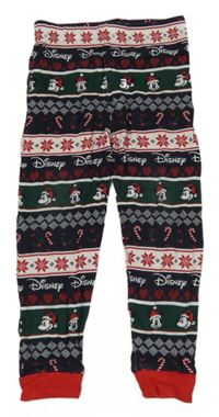 Tmavomodro-bílo-zelené vzorované pyžamové kalhoty s Mickeym zn. Primark