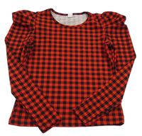 Červeno-černé kostkované triko Shein