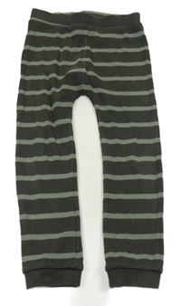 Tmavokhaki-khaki pruhované žebrované lehké tepláky Tu