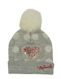 Šedá puntíkatá třpytivá čepice s Minnie a bambulí Primark