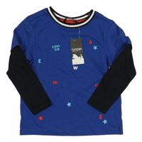 Nové - Safírovo-černé triko s písmeny George