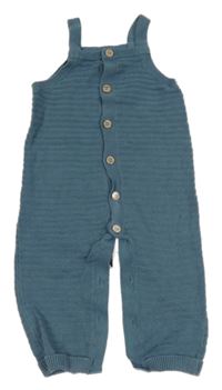 Petrolejové žebrované pletené laclové tepláky Tu