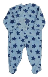 Světlemodrý fleecový overal s hvězdami a slonem St. Bernard