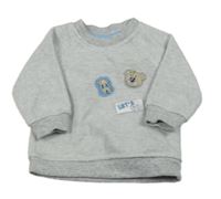 Světlešedá melírovaná fleecová mikina s nášivkami Ergee