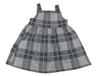 Šedo-tmavošedo-růžové kostkované laclové šaty F&F