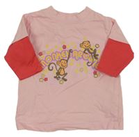 Růžovo-jahodové triko s opicemi Cherokee