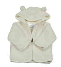 Smetanová chlupatá podšitá propínací mikina s kapucí Topomini