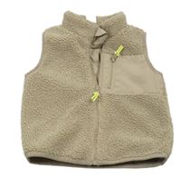Hnědá huňatá podšitá vesta s šusťákovou kapsou H&M
