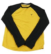 Hořčicovo-černé triko s výšivkou Next