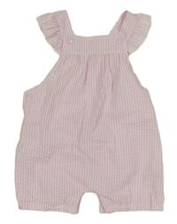 Světlerůžovo-bílý pruhovaný krepový kraťasový overal Dunnes