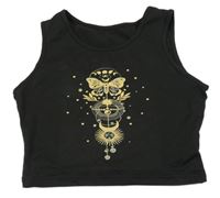 Černý crop top s potiskem