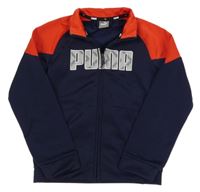 Tmavomodro-červená sportovní propínací mikina s nápisem Puma