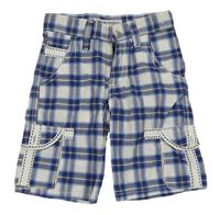 Bílo-modré kostkované plátěné cargo kraťasy G-Star RAW