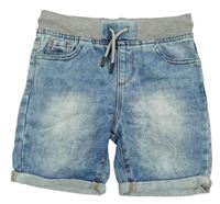 Modré teplákové riflové kraťasy s úpletovým pasem Denim Co.