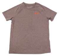 Vínové melírované sportovní funkční tričko s logem Under Armour