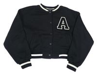 Černá baseballová crop mikina s písmenem Zara