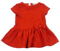 Červené žebrované šaty s mašlí Next