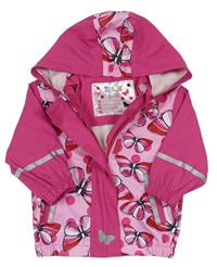 Růžová nepromokavá bunda s motýlky a kapucí Lupilu