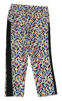 Barevné kostkované sportovní crop legíny 