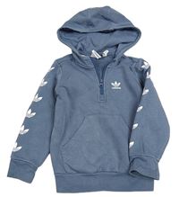 Šedomodrá mikina s logem a kapucí Adidas