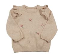 Pudrový svetr s výšivkami a volánky zn. George