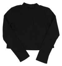 Černé crop žebrované triko zn. shein