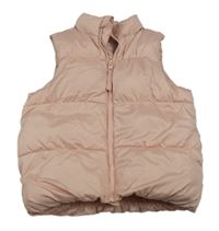 Světlerůžová šusťáková zateplená vesta 