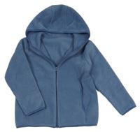 Modrá fleecová propínací mikina s kapucí 
