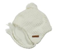 Bílá pletená podšitá čepice s logem a bambulí wedze